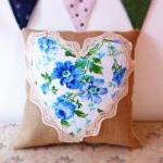 Bright blue floral heart cu..
