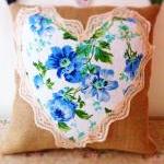 Bright blue floral heart cu..